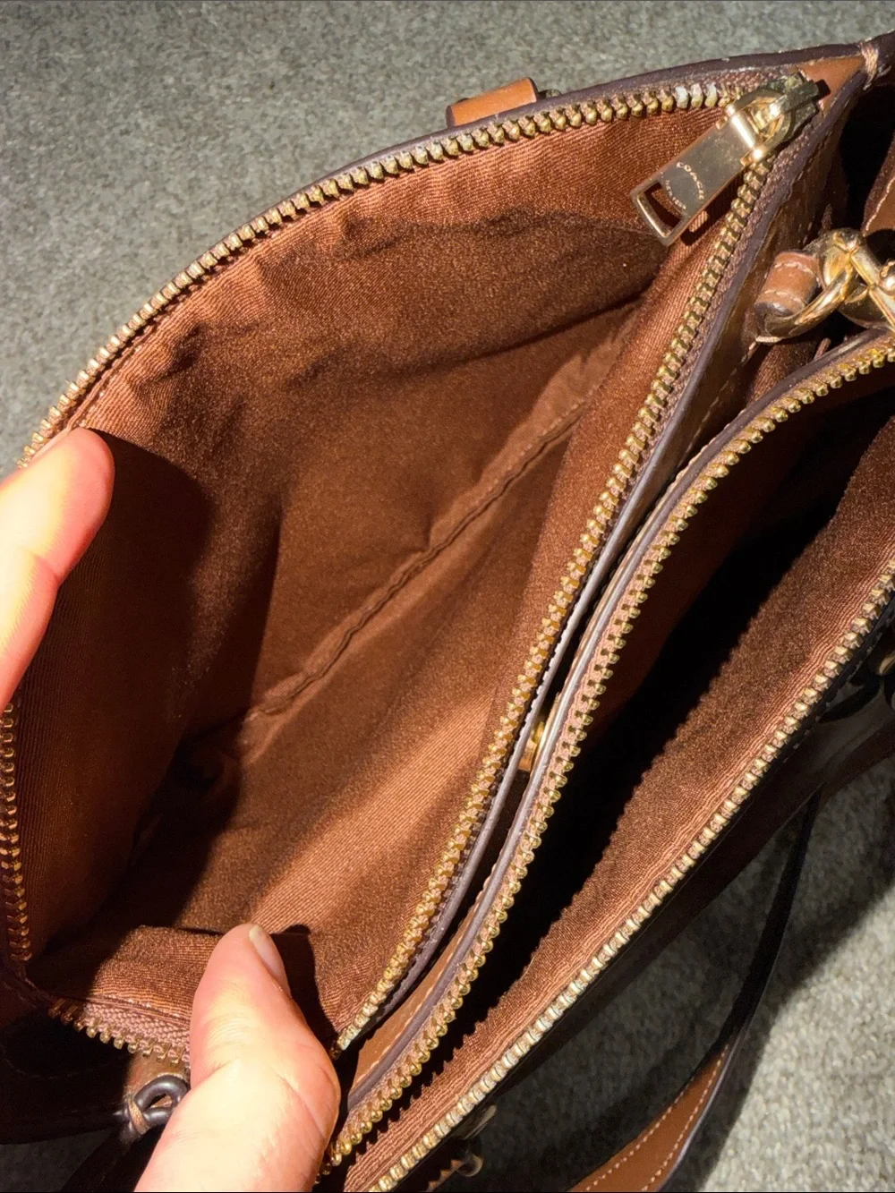 Coach Brown Signature Canvas Crossbody with Leather Trim